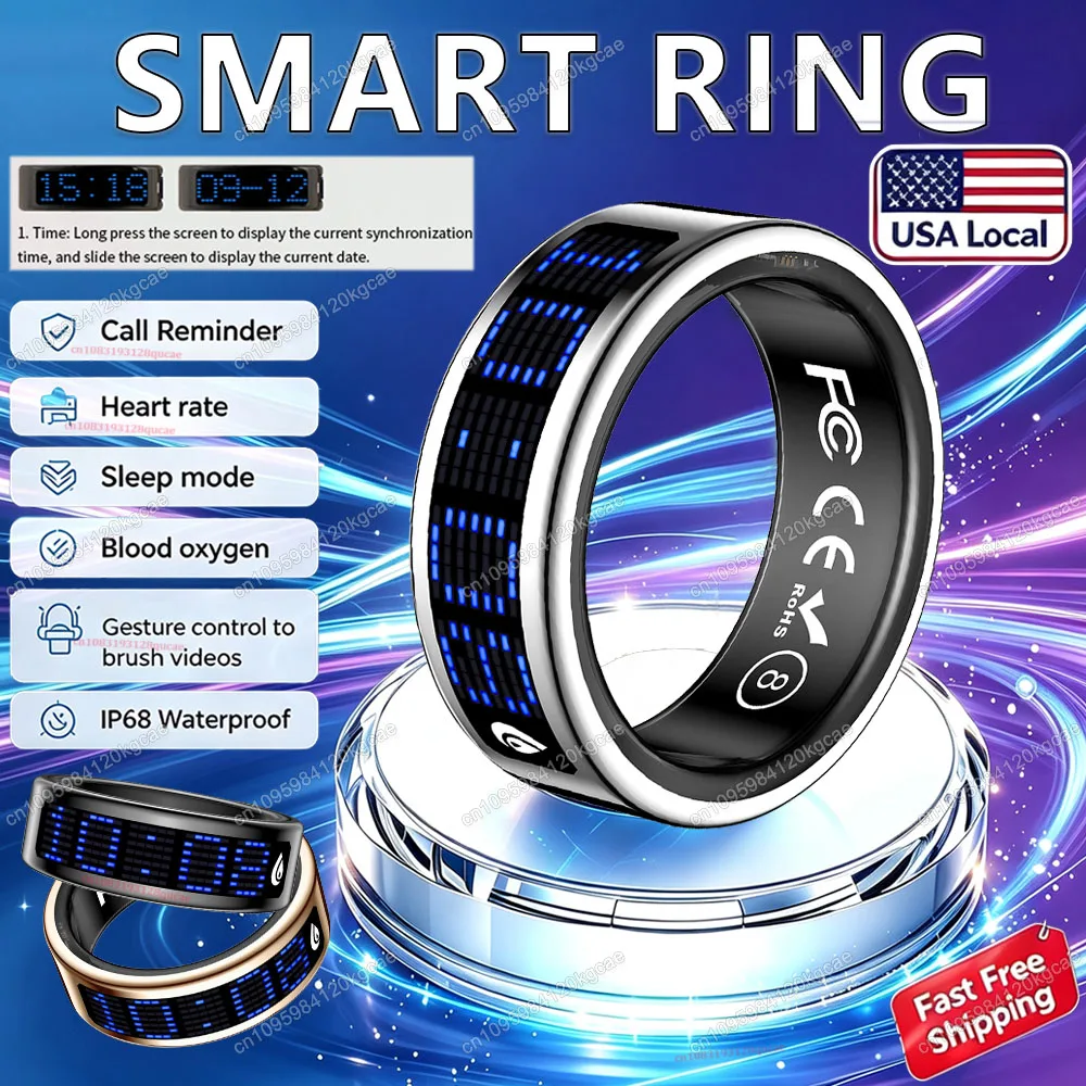 2026 Smart Ring Touch Display Health Tracker Charging Base - Image 1