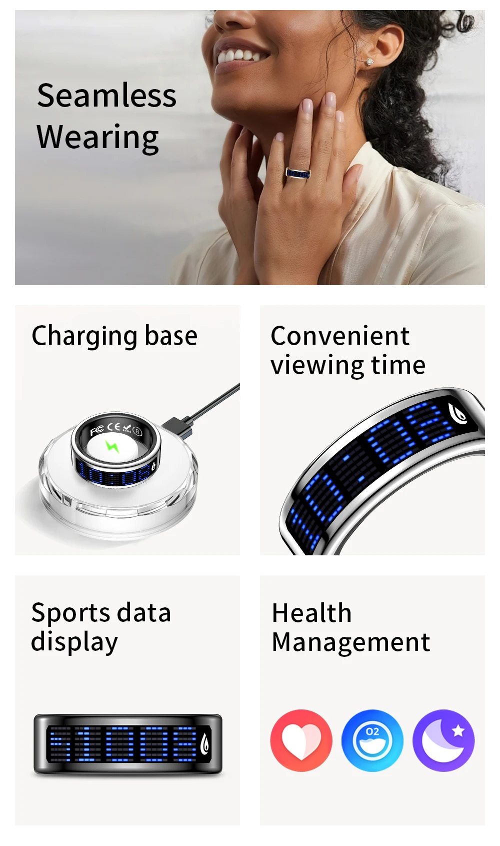 R12 Smart Ring Touch Display Health Monitor - Image 2