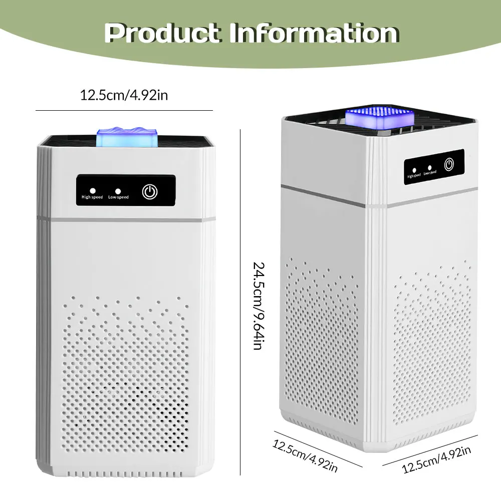 HEPA Air Purifier Home Bedroom Pets 20dB Low Noise USB Powered - Image 3