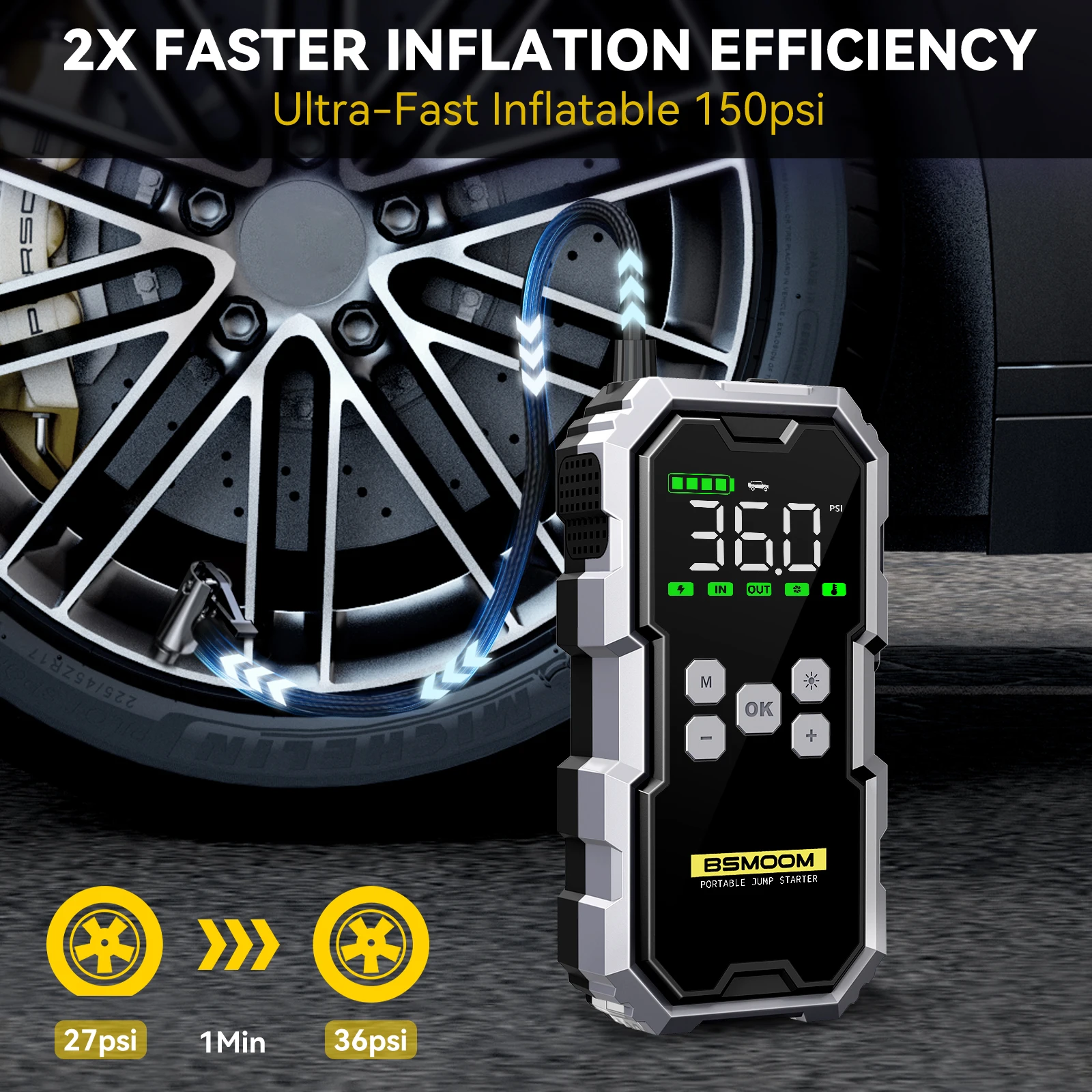7000A Car Jump Starter Air Compressor Power Bank LED Flashlight - Image 3