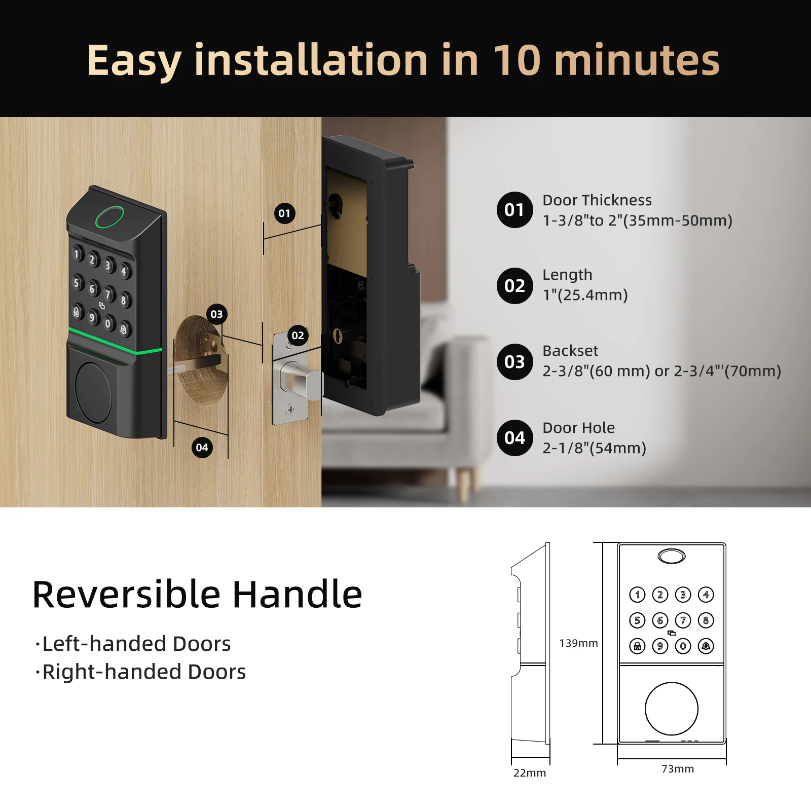 Smart Fingerprint Keyless Door Lock - Image 2