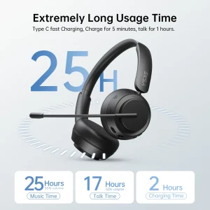 EKSA H35 Bluetooth Wireless Headset ENC Microphone - Thumbnail Image 3