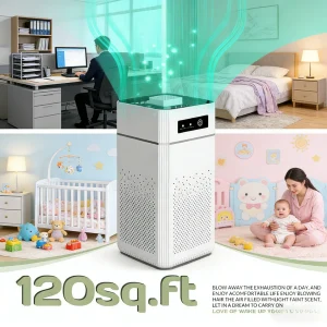 HEPA Air Purifier Home Bedroom Pets 20dB Low Noise USB Powered - Thumbnail Image 2
