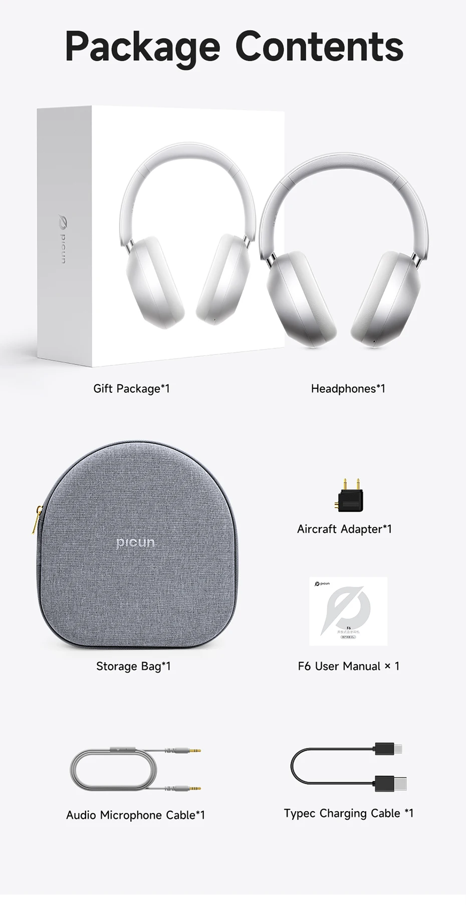 Picun F6 ANC Wireless Headphones 3D Audio - Image 3