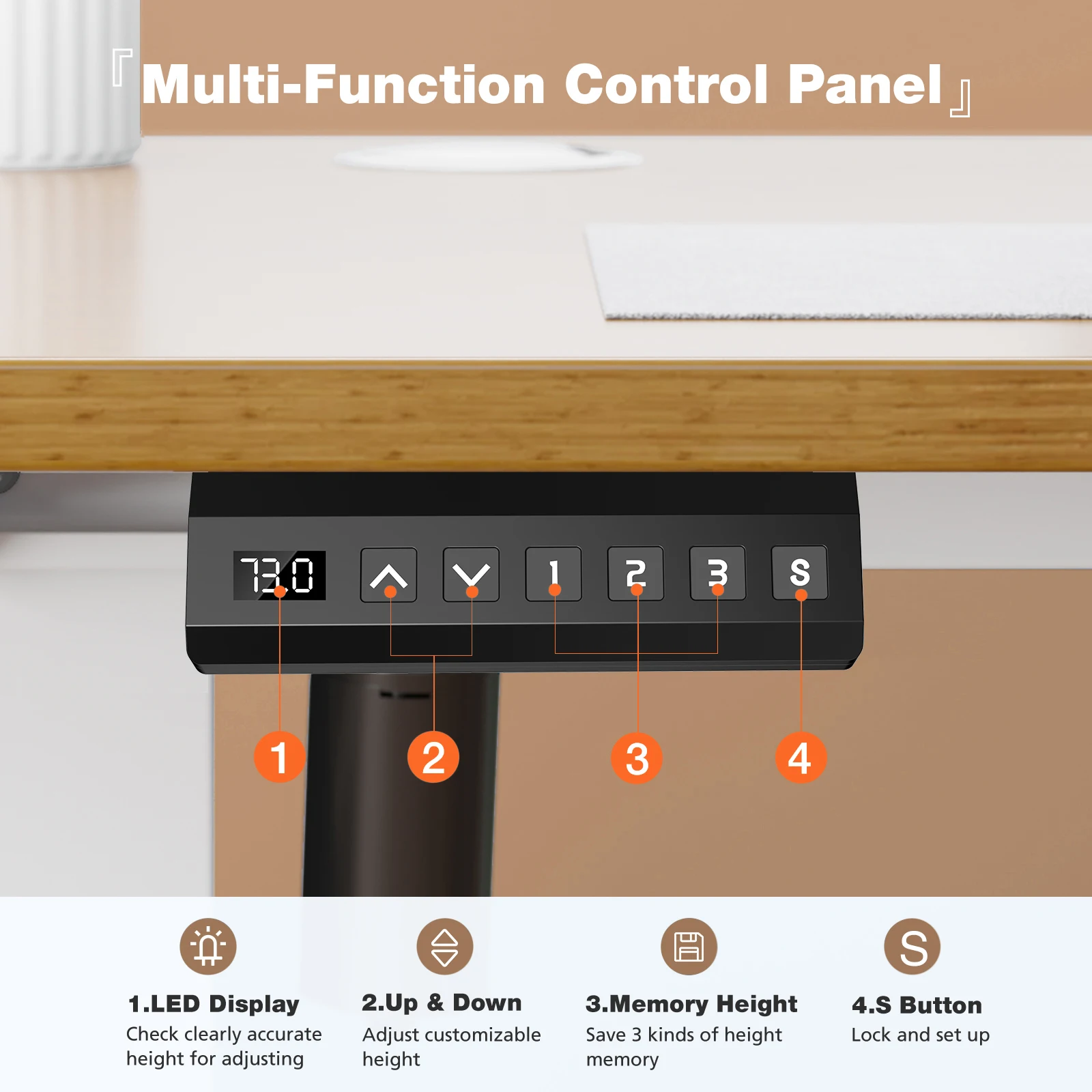 JHK Electric Standing Desk Height Adjustable 40x24 Inch Stand Up Sit Stand Computer Desk Workstation Ergonomic Work Table - Image 2