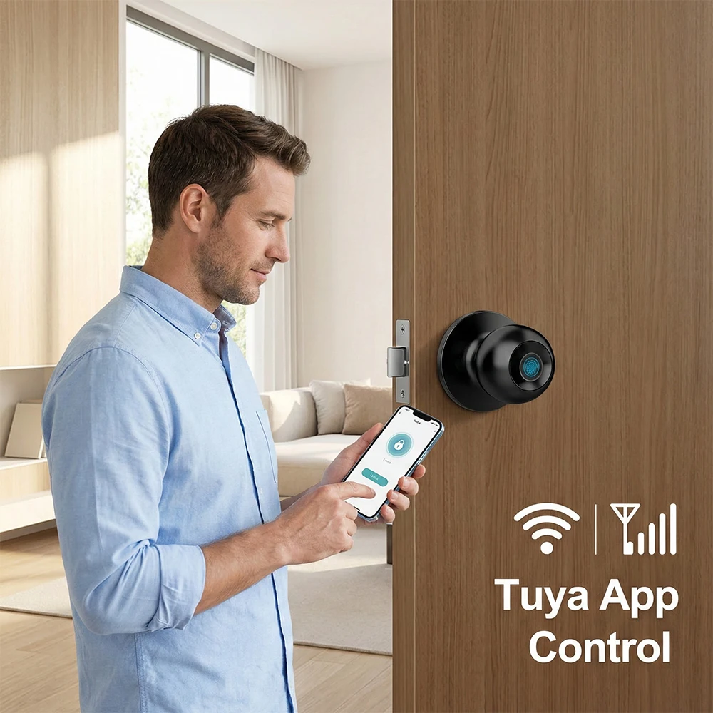 Smart Fingerprint Tuya Door Knob Lock - Image 2
