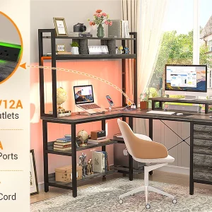 Aheaplus L-Shaped LED Gaming Desk - Thumbnail Image 3
