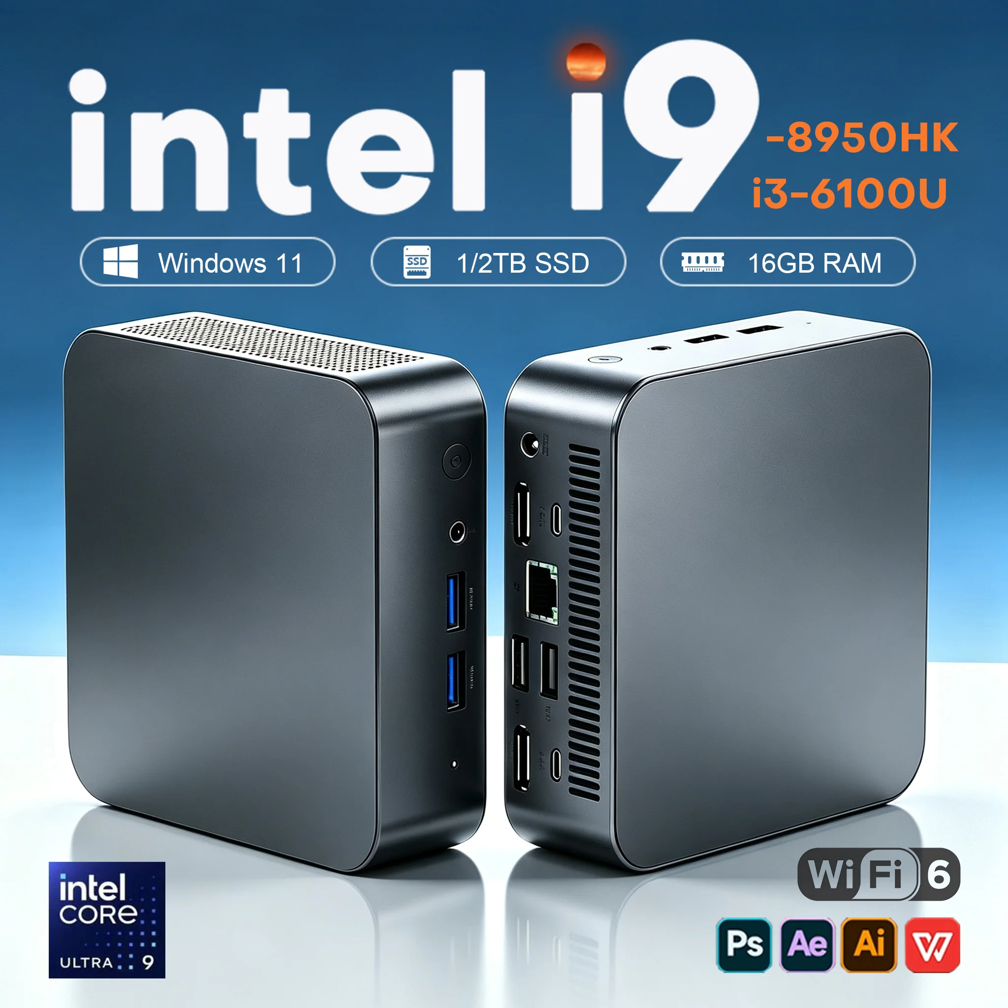 Intel Core i9 Mini PC Windows 11 Pro 16GB - Image 1